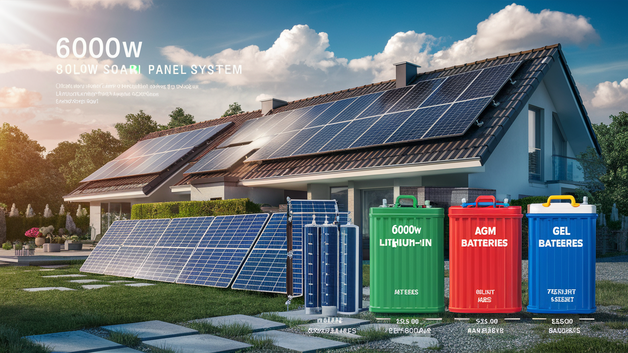 Quelle batterie est recommandée pour un panneau solaire de 6000W ?